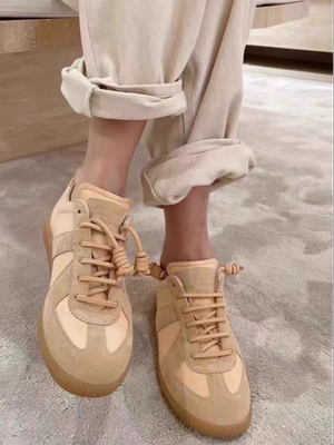 [高定顶版了]银色德训鞋女款2023新款运动休闲平底鞋真皮板鞋