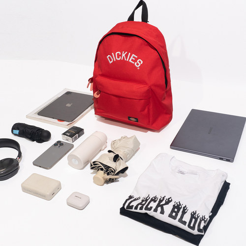 红色Dickies校园女双肩背包书包