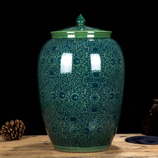 景德镇陶瓷米缸储米箱防潮防虫油缸米桶20kg30斤50kg密封带盖水缸