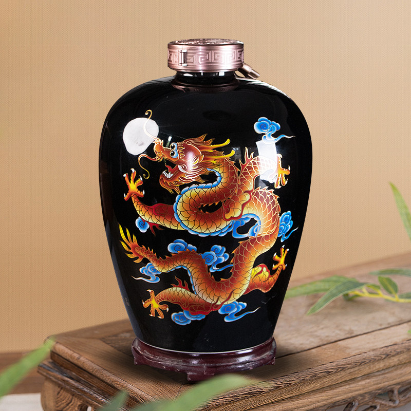 景德镇陶瓷龙纹白酒瓶5/10斤酒坛家用密封窖藏专用存酒缸泡酒壶罐