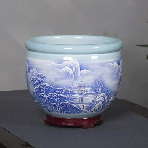 景德镇陶瓷高端小号花盆桌面水培碗莲睡莲铜钱绿萝多肉盆栽金鱼缸