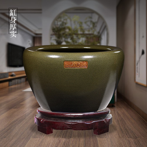 陶瓷景德镇茶叶末特大号书画缸