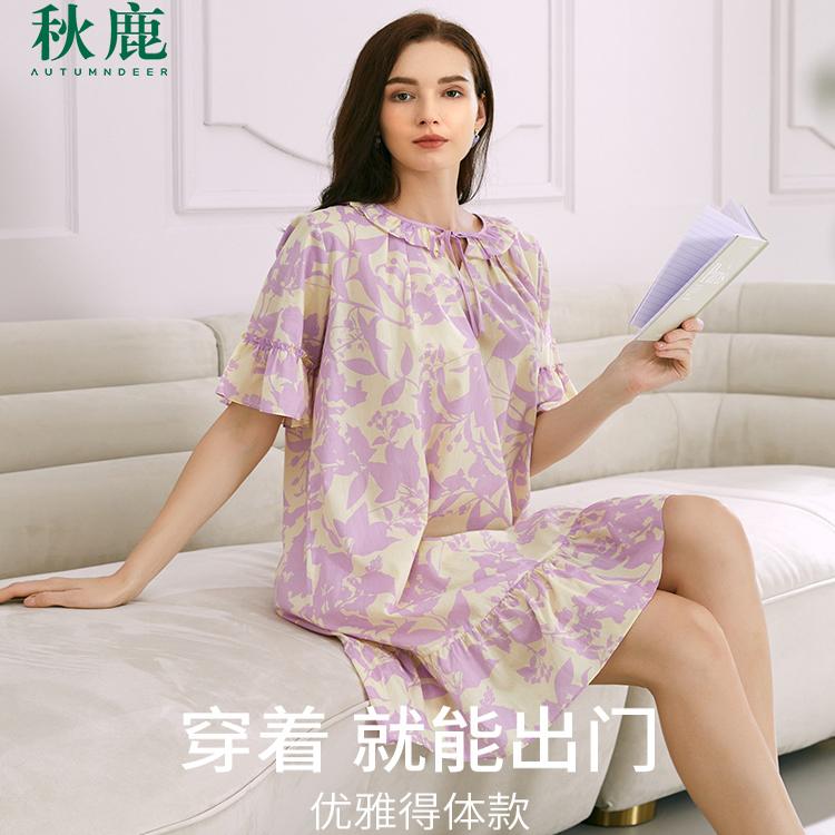 睡裙秋鹿棉可外穿简约夏季