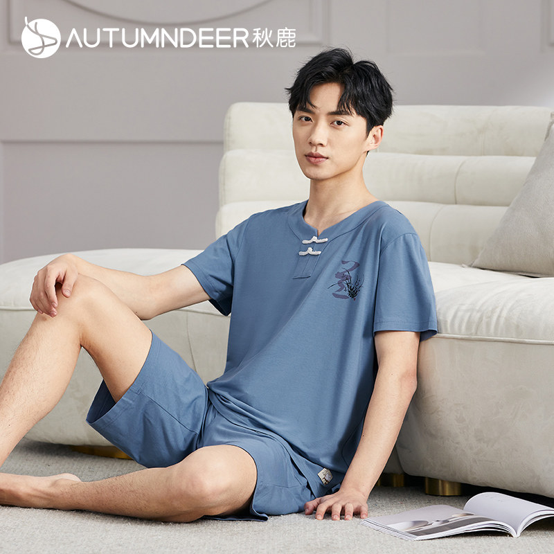 秋鹿旗下中国风品牌【梦伴】睡衣男士短袖可外穿休闲家居服套装,女士内衣/男士内衣/家居服,睡衣/家居服套装,淘宝优惠券,粉丝福利购,淘宝优惠卷