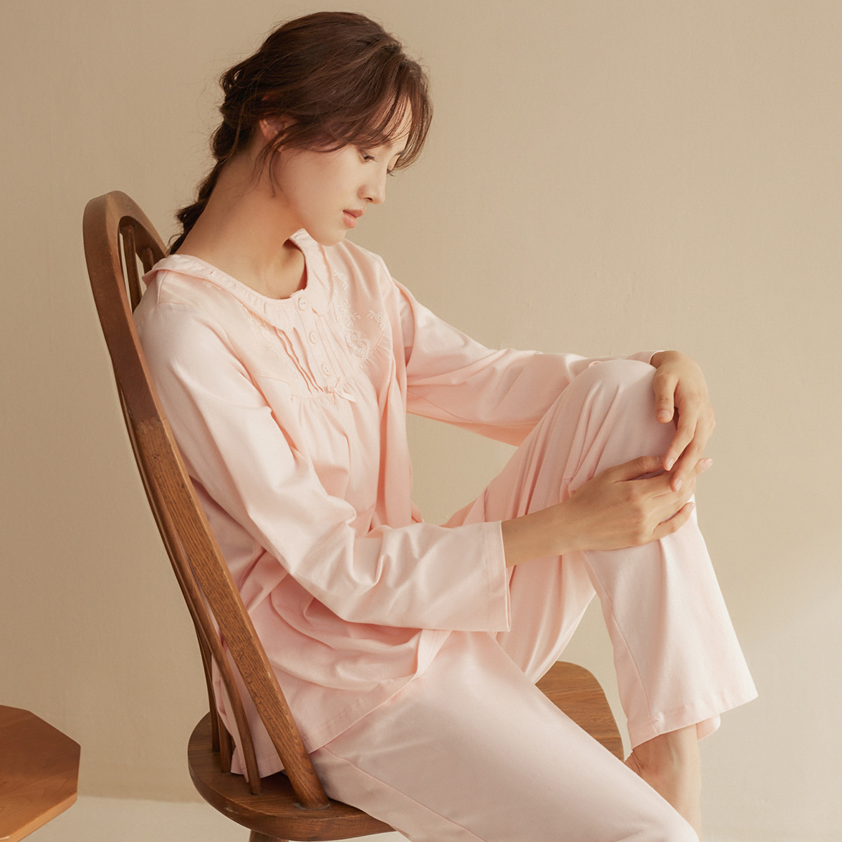 秋鹿睡衣女款纯棉娃娃领家居服