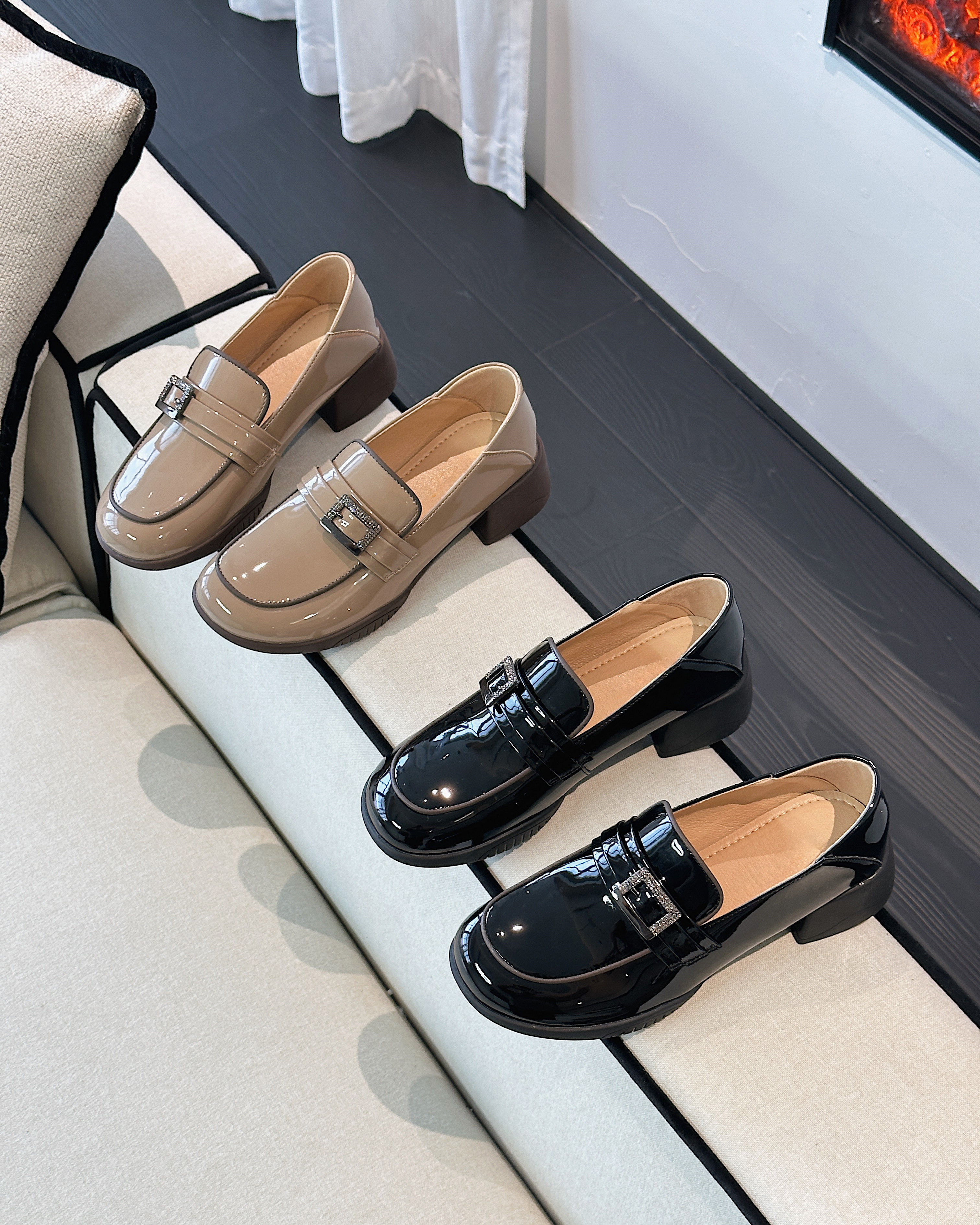 羊皮圆头厚底乐福鞋女2024秋季小皮鞋软底漆皮女单鞋白搭工作鞋,女鞋,乐福鞋（豆豆鞋）,淘宝优惠券,粉丝福利购,淘宝优惠卷