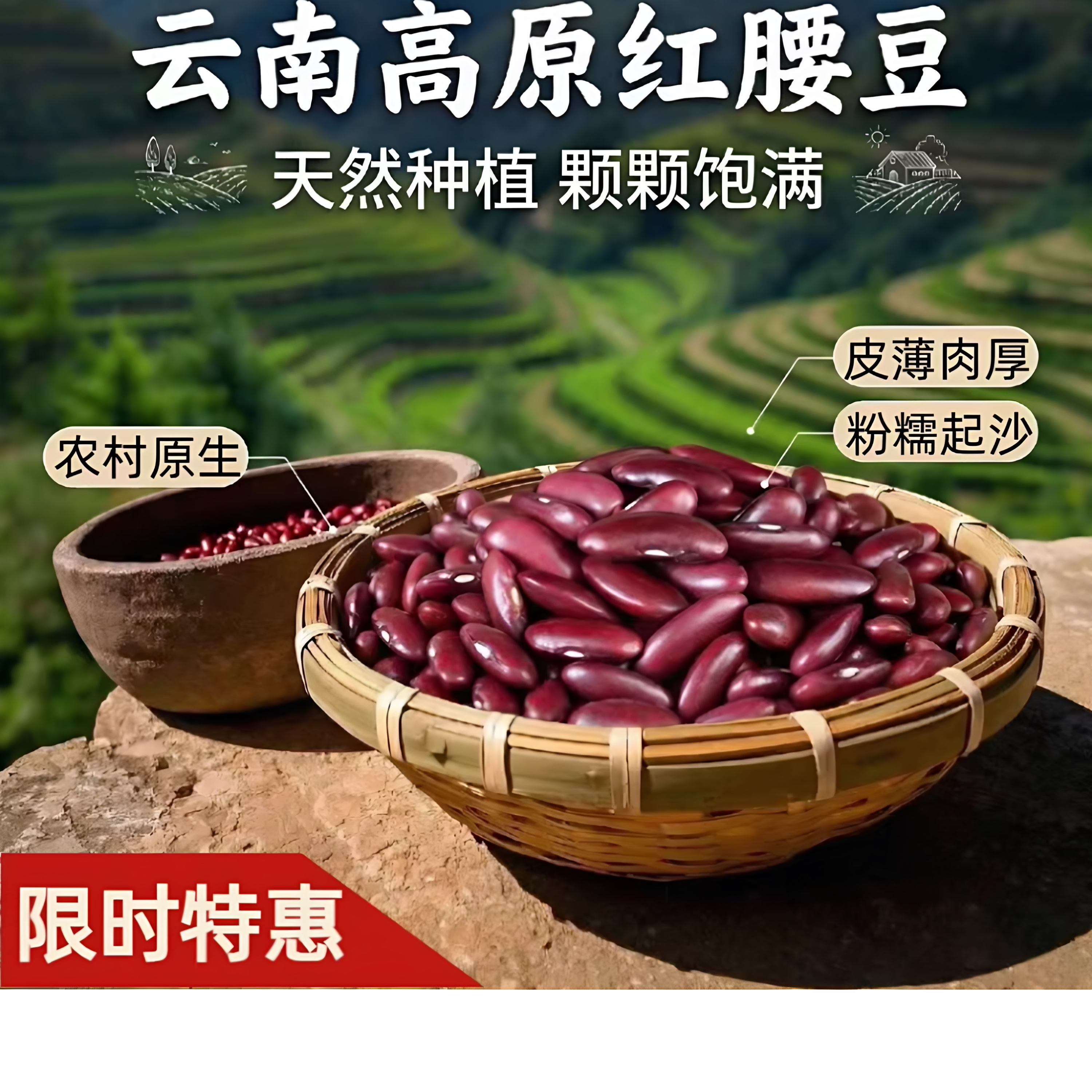 正宗红豆腰豆大粒红芸豆干货云南