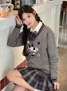 COSME【电子糖果】秋季新品nono狗联名套头深灰色针织毛衣百搭