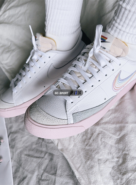 Nike Blazer Low 男女同款低帮白粉彩虹休闲运动板鞋 DD3034-100