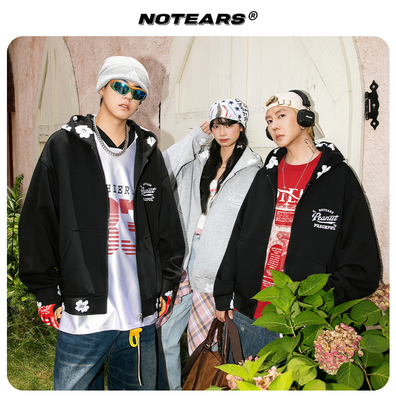 NOTEARS个性设计感刺绣连帽夹克