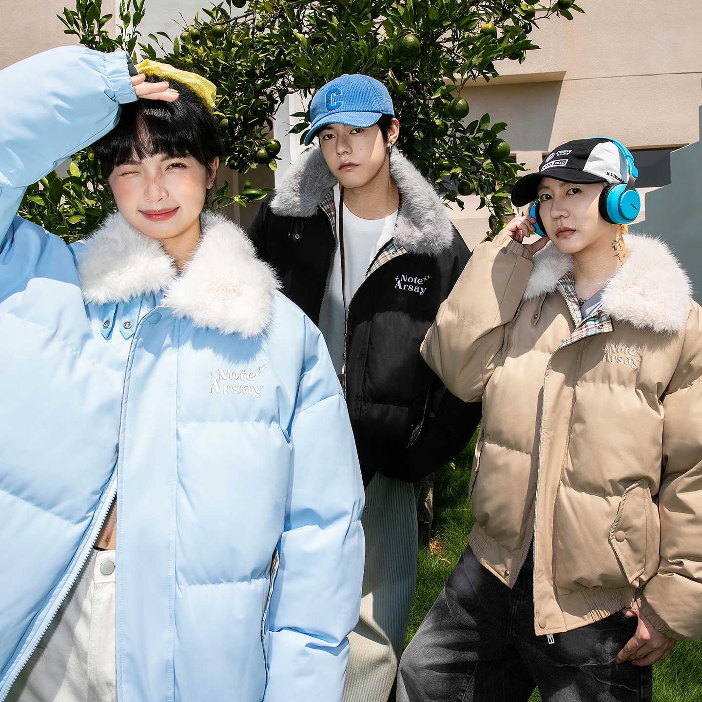 NOTEARS美式复古毛领棉袄