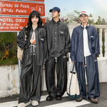 NOTEARS 美式休闲运动潮流水洗牛仔套装百搭工装衬衫外套情侣装