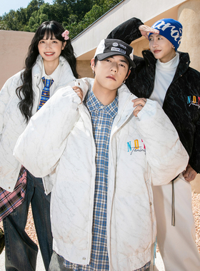 NOTEARS 灯芯绒棉袄扎染防寒加厚美式宽松复古面包棉服男女同款