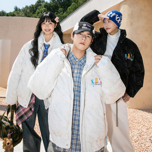 NOTEARS 灯芯绒棉袄扎染防寒加厚美式宽松复古面包棉服男女同款