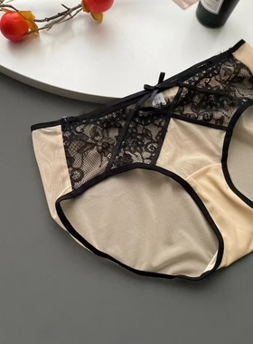 好好推荐诱芭沙品牌内裤1380K性感蕾丝网纱刺绣中腰三角裤头