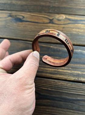 复古情侣款真皮招财手镯皮手环