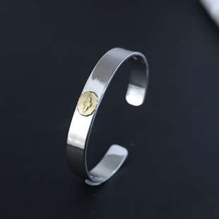 小周手作 松井直毅Dearblossom平打鹰印台手镯925纯银开口男女款