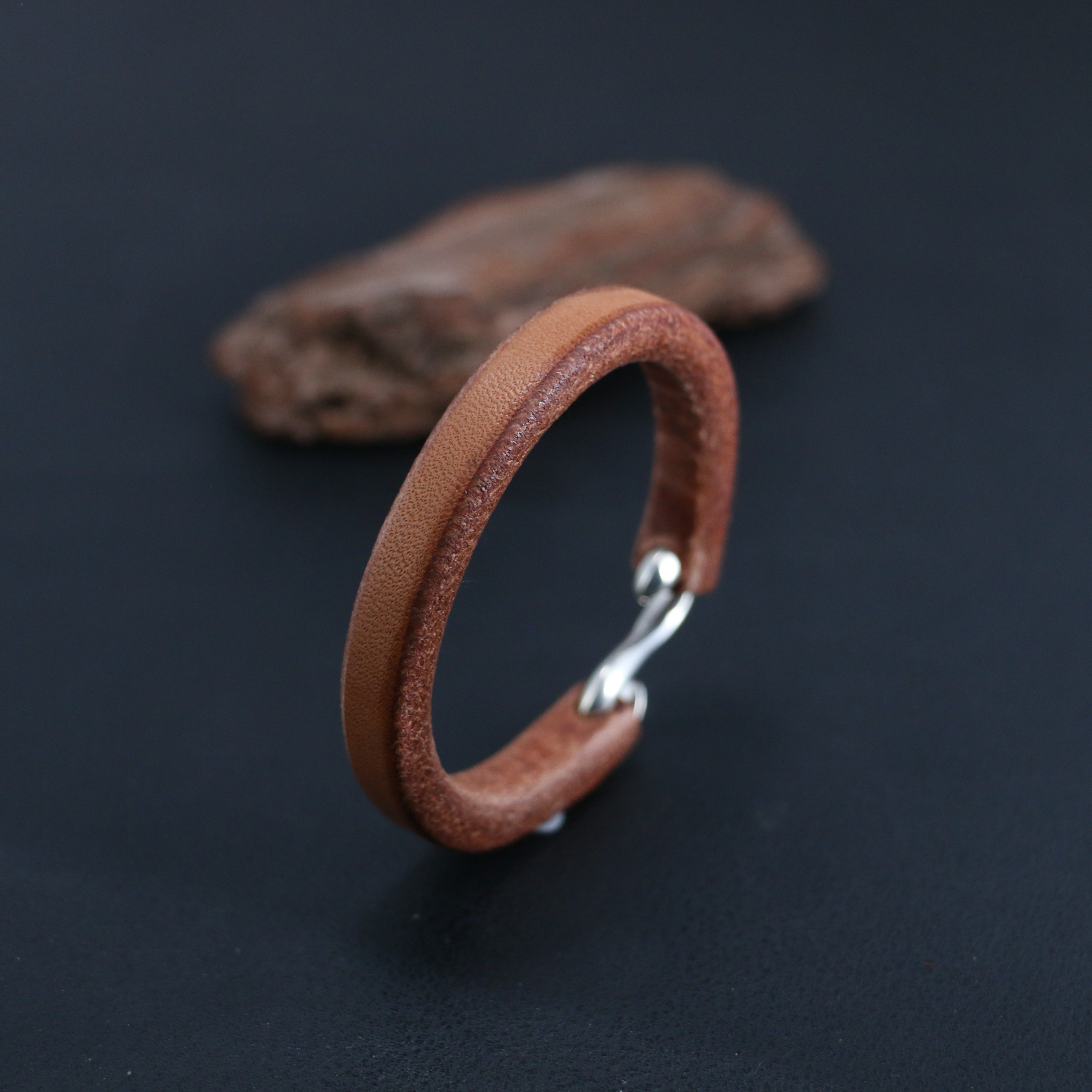 小周高桥吾郎925纯银钩皮手环