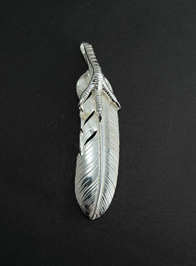 小周手作925纯银银爪羽毛吊坠