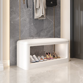 奶油风新中式 凳子 凳坐凳一体进门简约现代家用换鞋 入户门鞋 柜换鞋