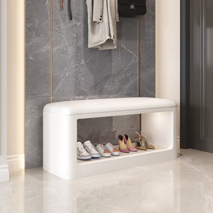 奶油风新中式入户门鞋柜换鞋凳坐凳一体进门简约现代家用换鞋凳子