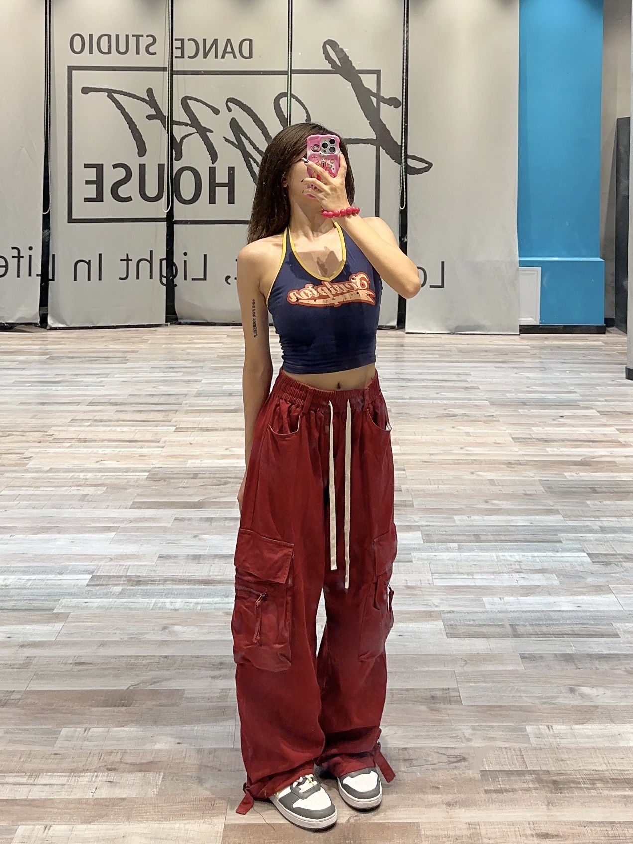 美式复古个性印花挂脖背心