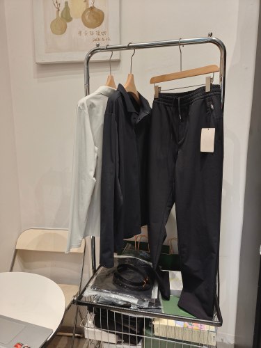 男士商务休闲polo速干T恤长袖打底衫压胶宽松直筒运动裤弹力户外