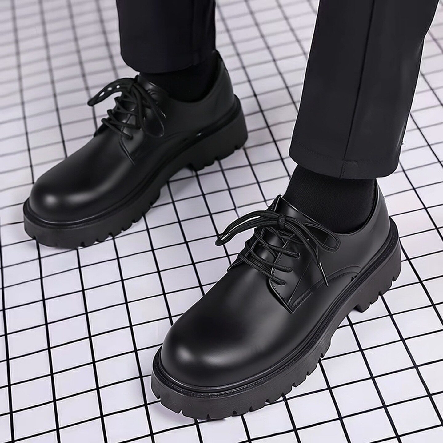 皮鞋男款秋季高级感马丁靴休闲英伦商务正装大头厚底增高新郎婚鞋