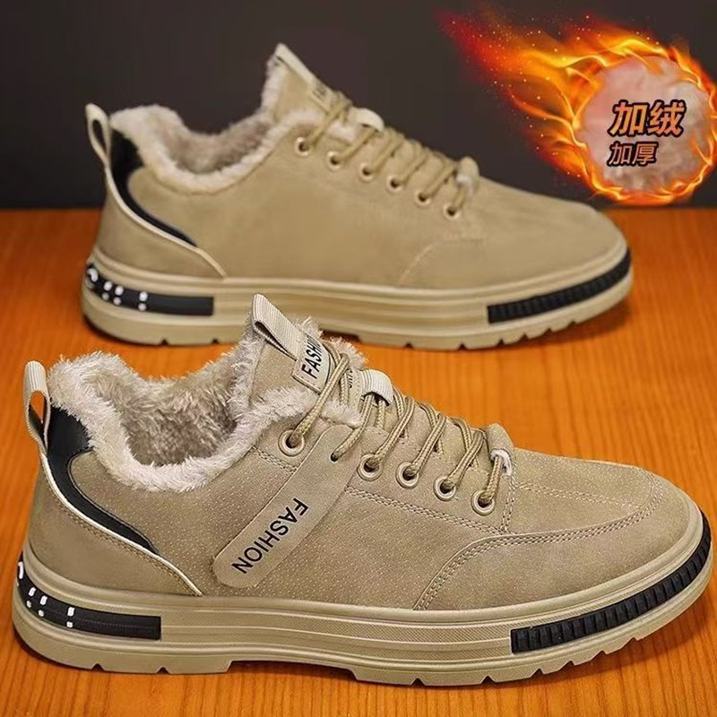 男鞋2025冬季工地干活皮面防水防滑耐磨工装鞋防寒保暖加绒棉鞋男