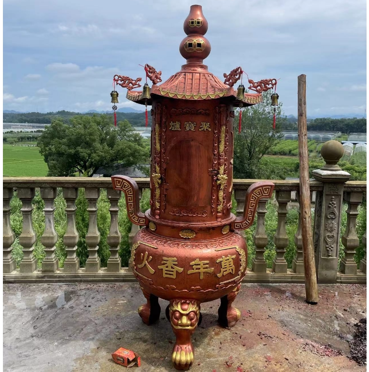 铸铁焚经炉寺院烧纸炉圆形金炉宗祠纯铜聚宝炉