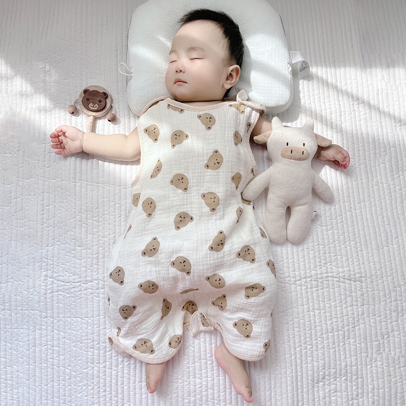 新生儿婴儿睡袋棉纱布睡袋儿童春夏薄款防踢被宝宝睡衣