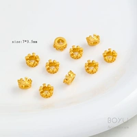 18K --- Держатель для бусинок в виде короны -- 7x3,5 мм (10 шт.)