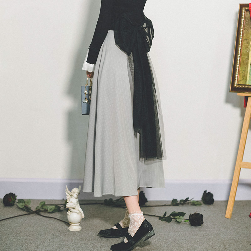 弥爱原创 飞鸟 法式复古条纹网纱高腰长裙春新品莫兰迪色女半身裙|msdalam kategori Butik wanita / wanita, skirt - dari Buy2taobao.com untuk memberikan perkhidmatan ejen Taobao profesional membeli