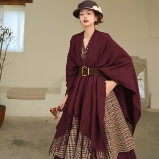 配饰 流苏披肩 弥爱 外套式 秋冬百搭神器 超大尺寸仿羊绒加长款