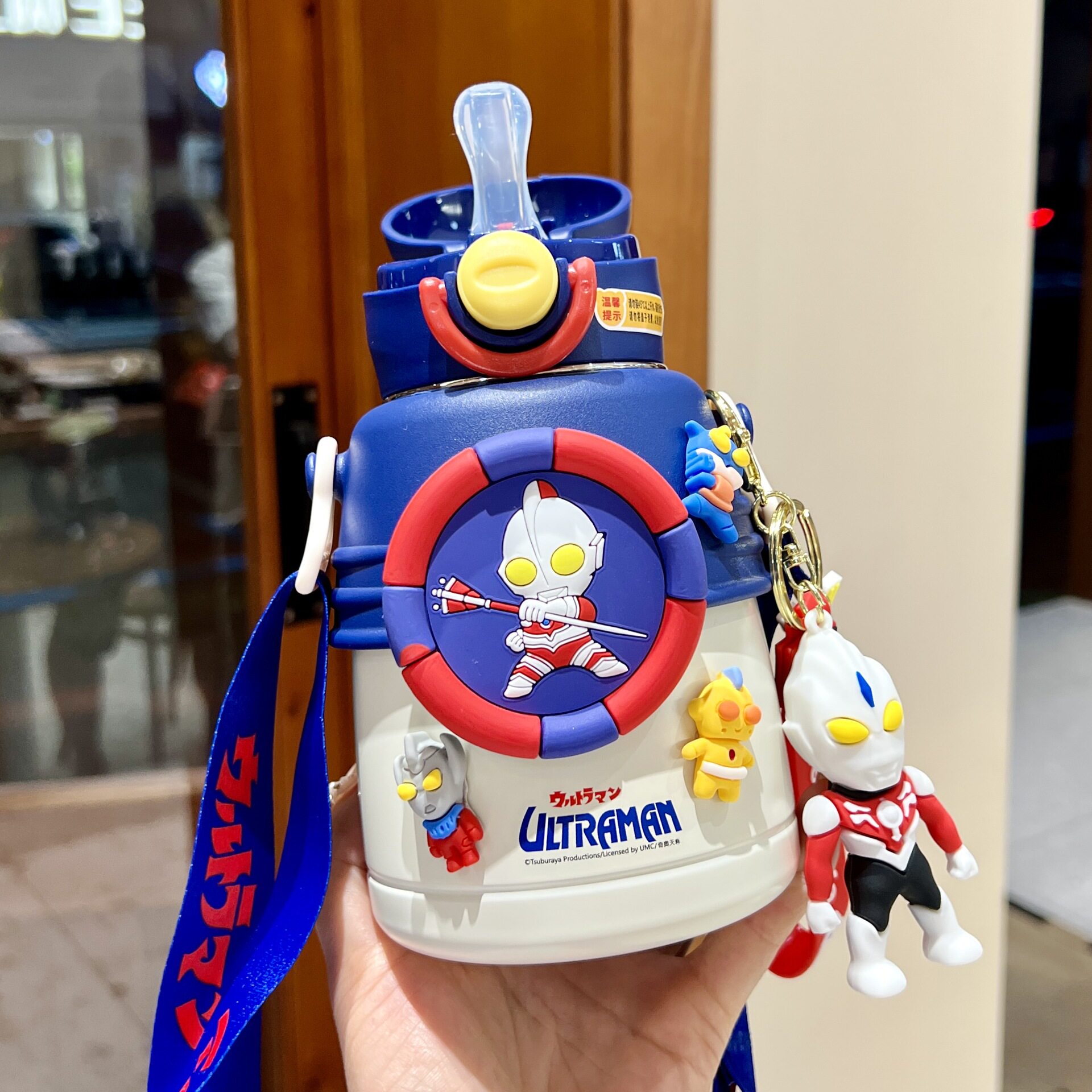 奥特曼儿童保温水杯男孩水壶上学专用吸管杯子防摔316食品级