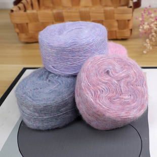 【满五团包邮】中粗羊毛喷毛纱段染色毛线团围巾毛衣专用线钩针线