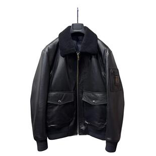 ‘’法国G大师 ‘’NAPPA级小牛皮鹅绒飞行夹克毛领皮衣