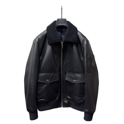 NAPPA牛皮鹅绒飞行夹克毛领皮衣