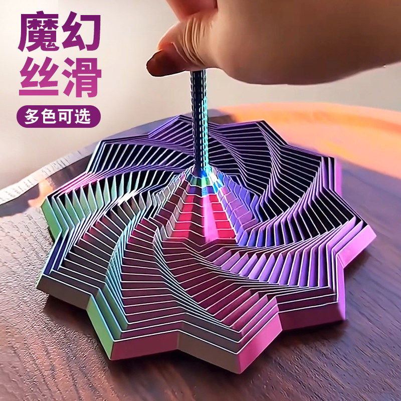 3D打印多边形萝卜塔魔幻错觉儿童益智玩具手柄螺旋转立体减压玩具