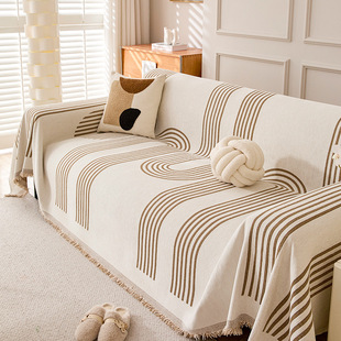 新款 跨境轻奢雪尼尔流苏沙发巾现代简约纯色加厚沙发套罩沙发盖布