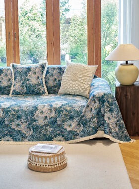 跨境莫奈花园油画系列花卉图案沙发巾四季通用防猫抓高档沙发套罩