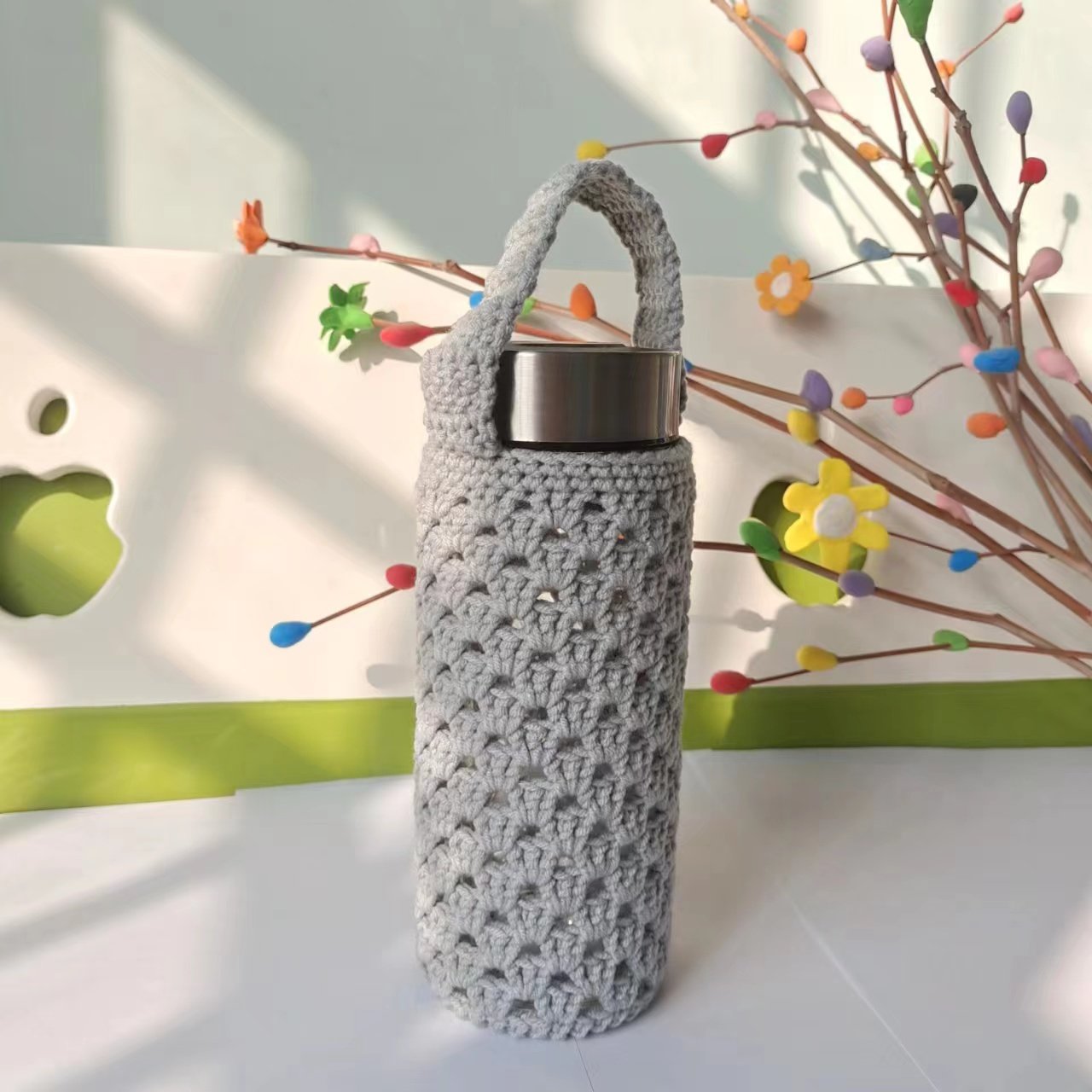 【成品】定制纯手工编织毛线保温杯套玻璃杯隔热防滑防烫保护套,餐饮具,杯套,淘宝优惠券,粉丝福利购,淘宝优惠卷