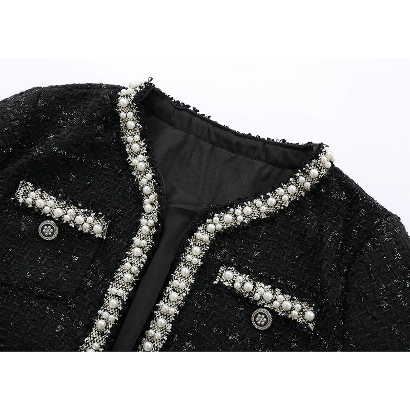 Осенний набор, юбка, черная куртка-пиджак, платье, стиль Chanel, высококлассный стиль