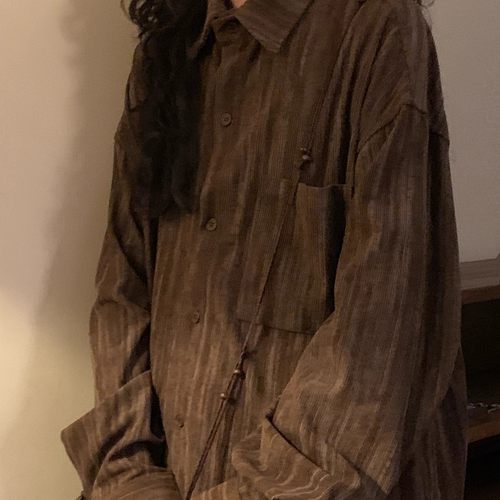 NAGA自制秋季美式复古美拉德休闲简约纯色长袖衬衫叠穿上衣男女潮