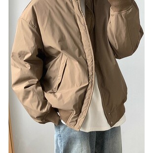 美式哈林顿立领工装加厚保暖棉衣男女冬季新款纯色休闲宽松棉服潮