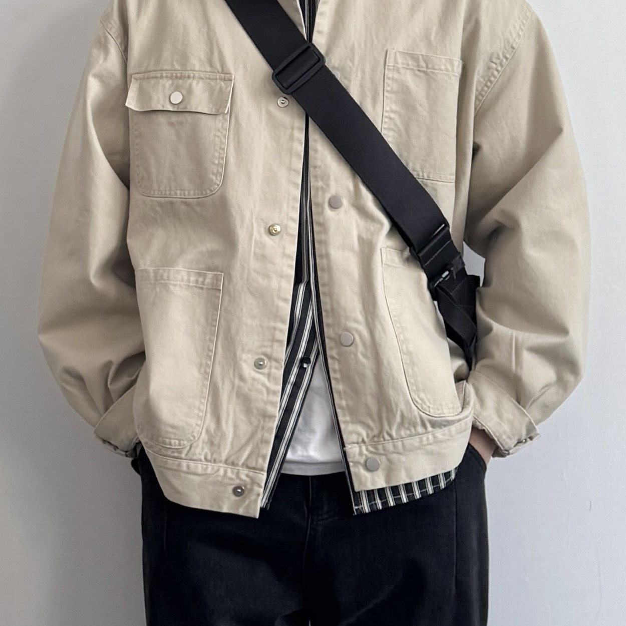 ONUN 复古棉质翻领四袋工装夹克男女春秋宽松休闲百搭廓形外套潮