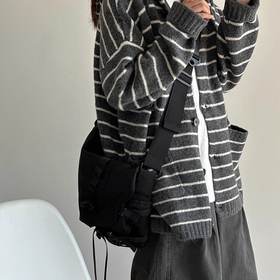 9TH羊毛条纹连帽针织开衫毛衣慵懒宽松日系复古休闲外套男女秋冬