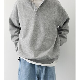 LH store重磅卫衣男女春秋新款潮牌宽松休闲纯色套头长袖polo衫潮