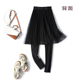 裙纯棉莫代尔薄款 网纱裙裤 黑色女连裤 带裙子大码 一体假两件打底裤