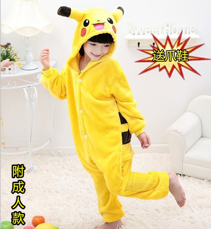 皮卡丘儿童连体睡衣8男孩9女童10冬季11冬天13比卡丘14岁15宝宝12